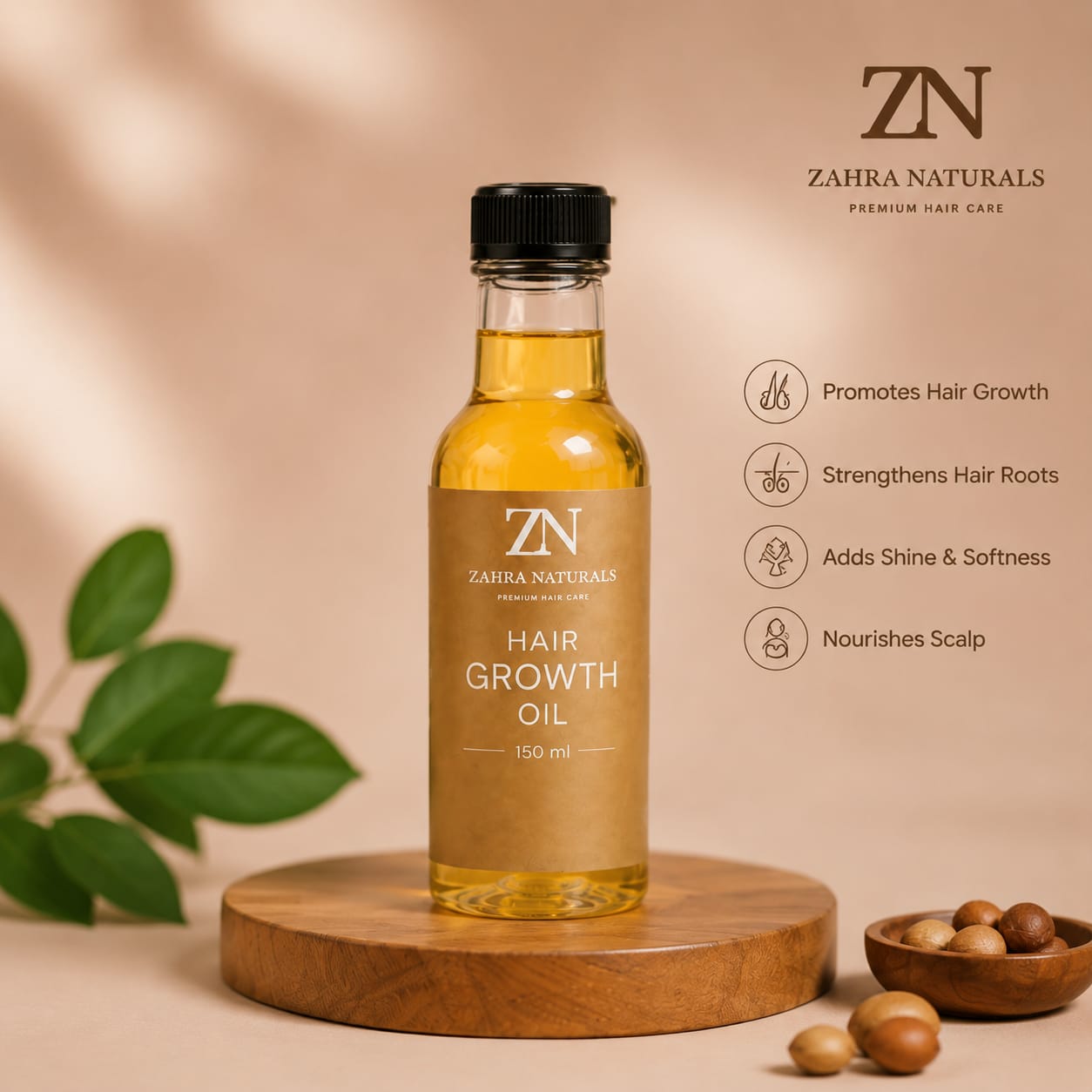 Zahra Naturals Hair Growth Oil – Natural Nourishment for Stronger, Healthier Hair (150ml)